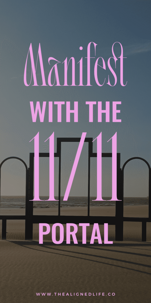 a black metal screen with windows on a beach with text The 11/11 Manifestation Portal: A Guide