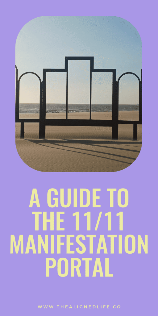 a black metal screen with windows on a beach with text The 11/11 Manifestation Portal: A Guide